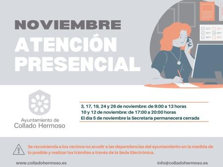 Imagen El Pleno establece el horario de atención presencial en las oficinas del ayuntamiento de Collado Hermoso durante el mes de noviembre