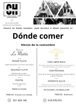 Imagen Los restaurantes La Matita y Fuenteplateada ofrecen a los visitantes al encuentro 'Costumbre y herencia' los 'menús de la costumbre'