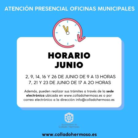 Imagen Horario atención presencial mes de junio